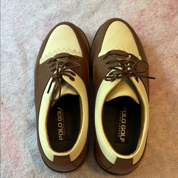 Polo by Ralph Lauren Brown and White Ladies Golf Shoes 6B - Picture 2 of 5